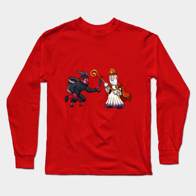 Saint Nicholas VS Krampus Long Sleeve T-Shirt by TheMaskedTooner